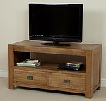 Quercus Solid Oak Widescreen TV + DVD Cabinet 